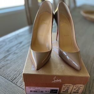 SOLD - NIB CHRISTIAN LOUBOUTIN Patent Pigalle Follies Heels Dune (Nude) 36.5